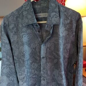 Etro 43 Charcoal Floral Button-Up Shirt